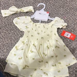 PL Kids Light Yellow and Green Palm Print Set